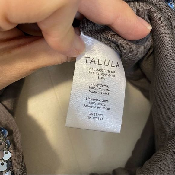 Aritzia Talula Silver Grey Sequin Tank Top Low Back - Picture 10 of 11